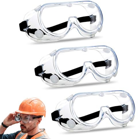 ZcrPrn 3Pcs Safety Glasses, Eye Protection Glasses Anti Fog Anti Dust Splash Proof Industrial Protective Wraparound Goggles Security, for Home Lab Workplace DIY Lab Grinding Garden Gardening