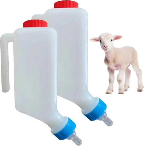 Generic 2-Pack Lamb Bottle Holder Feeder Bottle, 800ml, White, ABS Material, Orthodontic Nipple, Dishwasher Safe, Infant