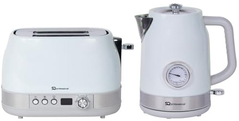 Bargain Shack Stainless Steel 2200W 1.8L Rapid Boil Electric Kettle & 2 Slice Wide Slot Toaster 900W with 6 Browning Controls 2Pcs Matching Kitchen Sets (Pastel Blue)