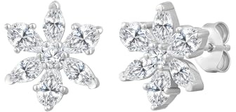 Rafaela Donata Damen Ohrstecker 925/- Sterling Silber rhodiniert mit Zirkonia weiß Blume