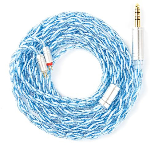 KBEAR 7030 2 Pin IEM Cable 4.4MM, Headphone Extension Blue Braided 4-Strand Earbuds Cable for Truthhear Zero/Hexa, Simgot EW100P/ EW200, Kiwi Orchestra Lite, Moondrop Aria/Blessing, KZ AS10