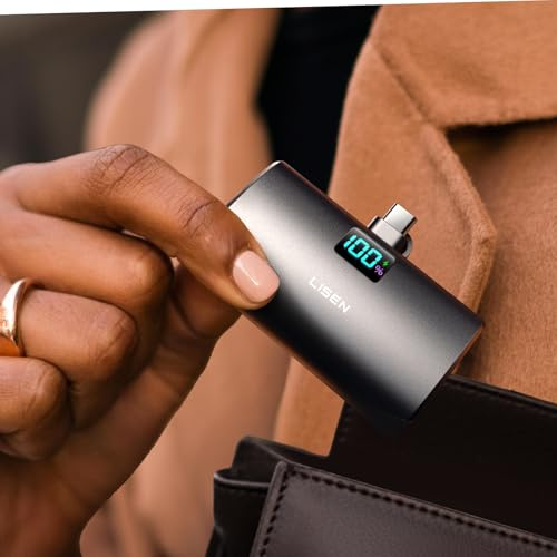 LISEN Tragbares Mini-Ladegerät, USB-C-Powerbank für iPhone 17 Pro Max, 7000 mAh [kein Kabel erforderlich, laden Sie sich selbst und andere Handys], 22,5 W Schnellladung für iPhone 17/16/15, Samsung