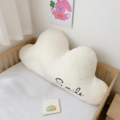 Großes Wolkenkissen, Wolkenförmiges Kissen, dekoratives Wurfkissen, niedliches Plüsch-Zimmer-Dekor, weiche Kissen für Wohnzimmer, Schlafzimmer, Büro, Schule, Schlafsaal, Lesekissen (weiß)