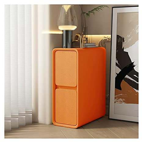 NightStands Nachttisch aus Kunstleder, ultra-schmal, Nachttisch, Spind, Beistelltische (L x T x H): 30 x 40 x 50 cm, Orange