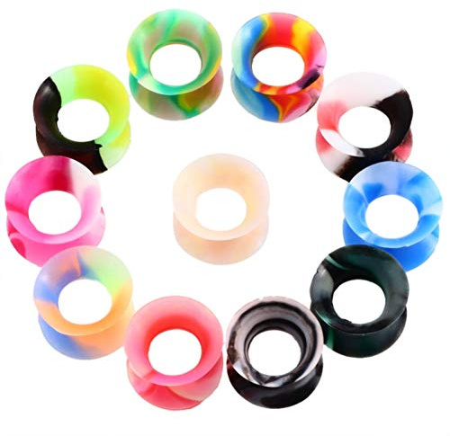 ZUOZUIYQ 11 Paar Silikon-Ohrpiercings, Flexible Ohrstöpsel und Tunnel, Expander-Ohrringe, Ohrstöpsel