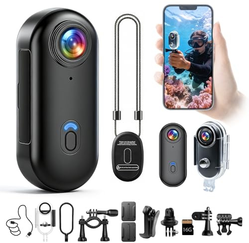 YCCNIU Action Kamera WiFi 4K, wasserdichte Sport-Mini-Actionkamera, Mini-Körperkamera, Kleine Action-Kamera 120° Motorradhelmkamera mit magnetischer und Mehreren Halterungen, inklusive 16 GB SD-Kart