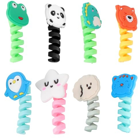 JHKNNK Animal Silicone Cable Protector 8Pcs Flexible Charging Cable Saver Sturdy Cartoon Wire Wrappers