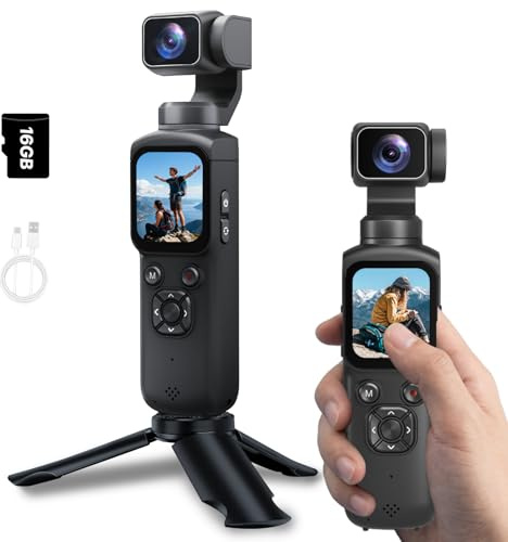 H-Bocam Vlog Kamera 4K, WLAN 75MP Vlogging Kamera, 1.72'' Touchscreen, schnelles Scharfstellen, Gesichtsverfolgung, Kleine Videokamera für Reisen, Outdoor Sport, mit Tripod, 16GB Karte, 2400mAh Akku