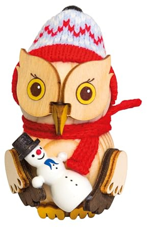 Kuhnert - Dekoration/Holzfigur - Mini Eule Schneemann - Größe: ca. 7 cm - Material: massives Fichtenholz - Made in Germany