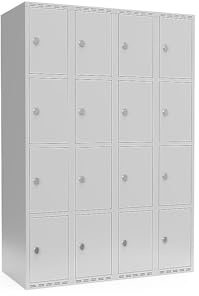 kaiserkraft | 4er-Schließfachschrank Fydor | 4 Abteile | lichtGrau | B 1200 mm | Flache Dachform | Vorhängeschloss