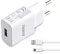 Aukru Chargeur Secteur 5V 2A Adaptateur USB Inclus Cable Micro-USB pour Samsung Galaxy S7/HTC/Nexus 6P/ LG G5/ Nokia/Huawei P9/ ASUS Télephones et Tablettes [Blanc]