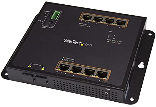 StarTech.com Switch Ethernet Gigabit a 8 porte PoE+ con 2 connessioni SFP - Gestito - Montabile a Parete con accesso frontale