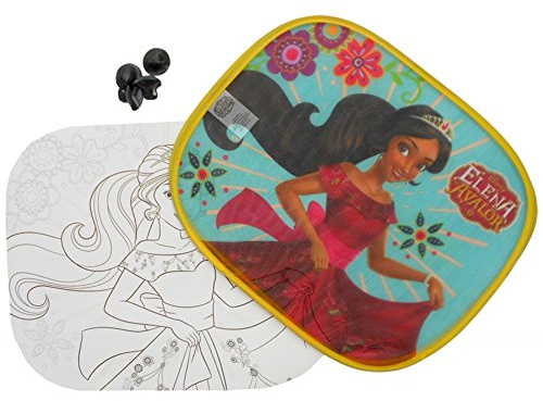 Arditex WD111543 Disney Elena Avalor - Juego de 2 parasoles laterales + lámina para pintar, 44 x 1 x 36 cm, con ventosas
