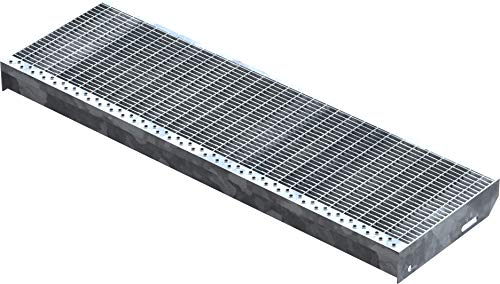 Fenau – 1000 x 305 mm - Gitterrost-Stufe (R11) XSL, MW: 30/10 mm, verzinkt, Stahl-Treppenstufe nach DIN-Norm, Fluchttreppen geeignet, Anti-Rutsch-Wirkung