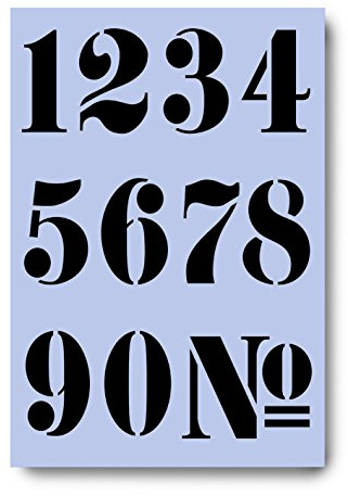 Dovetails Vintage Numbers Stencil 60 mm Tall French Style Numbers 0 1 2 3 4 5 6 7 8 9 on an A4 Sheet