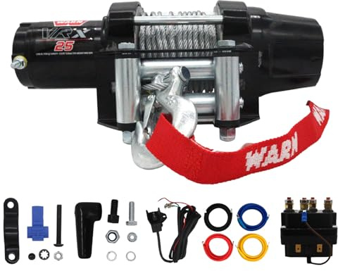 Warn Treuil Powersports 101025 VRX 25 avec Interrupteur monté sur Guidon et câble en Acier : 0,9 cm de diamètre x 15,2 m de Longueur, capacité de 1,25 tonnes