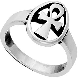 Silverly Männer Frauen 925 Sterling Silber Oxidiert Koptisches Kreuz Ankh Crux Ansata Ring