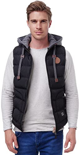 Blackrock Herren Outdoor-Weste - Slim-Fit - Abnehmbare Kapuze und Stehkragen - Moderne Stepp-Weste - Schwarz M