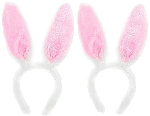 Byou Hasenohren Haarreif,Hase Ohren Haarbänder 2 stücke Plüsch Stirnbänder für Ostern Party Hochzeit Geburtstag Kostüm Cosplay
