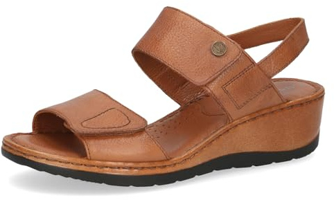 CAPRICE Damen Sandalen mit Absatz aus Leder Wedge, Braun (Nut Nappa), 39 EU