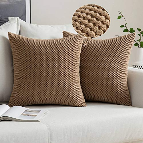 MIULEE 2er Set Kissenbezüge Dekokissen Körnig Dekorativ Kissenbezug Kissenhülle Sofakissen Deko Bezug Weich Zierkissen Kissen für Wohnzimmer Schlafzimmer 45x45cm Braun