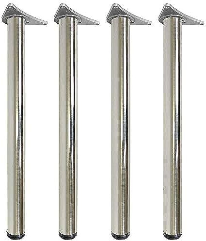 4X The Shopfitting Shop Cabinet Legs Kitchen Feet Worktop/Unit/Breakfast Bar/Desk Table Legs Furniture Legs - Chrome Metal - Adjustable Height (710mm / 71cm)