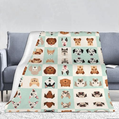 ASEELO Fleecedecke mit Hundemotiv, 229 x 168 cm
