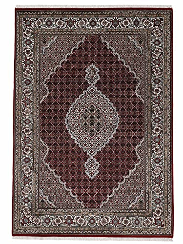 carpetfine Tabriz Mahi Teppich Rot 250x350 cm | Handgeknüpfter Teppich für Wohn- und Schlafzimmer