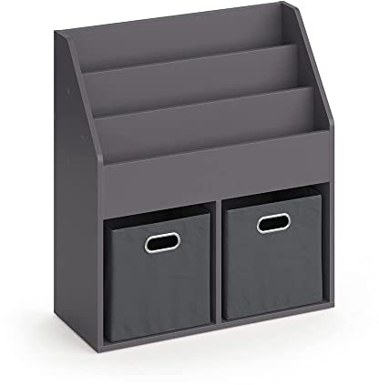Vicco Kinderregal Luigi, Spielzeugregal für Faltboxen, Grau, 72 x 79 cm mit 2 Faltboxen Opt.1