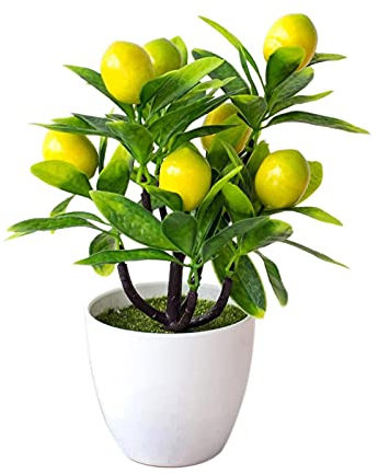 limonero Artificial en plástico Blanco 9,4 Pulgadas, Planta Escritorio Realista para la Oficina en casa en la decoración Ver