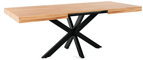 Magnetic Mobel Table Extensible Avia avec Pied de Table araignée 140x90x79 cm (Base de Table: Industriel (Transparent), Hêtre)