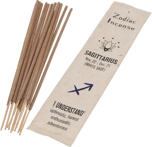 Horoskop Räucherstäbchen, Sternzeichen Räucherwerk, Schütze/weißer Salbei | Handgefertigt, traditionell tibetisch, 15 g, Brenndauer ca. 45 Minuten, ideal für Meditation.