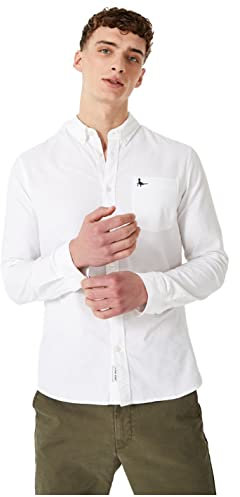 Jack Wills Mens Plain Oxford Shirt Long Sleeve White L
