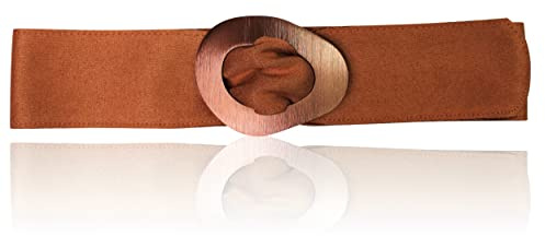 FRONHOFER breiter Taillengürtel 8 cm, Kunstleder, super weich, große Schnalle, 18969, Farbe:Cognac, One Size Accessoires :One Size