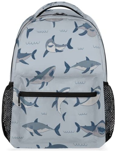 Cartoon Sea Animal Backpack, Shark School Bookbag Shoulder Bag Casual Travel Laptop Daypack Bags, Cartoon Sea Animal, 11.4(L) X 8(W) X 16(H) inch