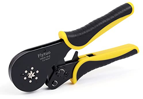 Flytuo 0.5-16mm² Ferrule Crimping Tools, Hexagonal Bootlace Ferrule Crimping Tool Adjustable Ratchet Crimping Wire Tool for Cable End Sleeves and Wire Ferrules