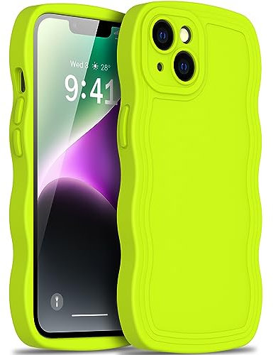 LUMARKE Silikon-Schutzhülle für iPhone 14, mit verbessertem Kameraschutz, modisches Design für Frauen und Mädchen, verhindert Verrutschen, schlanke Passform, 6,1 Zoll, fluoreszierendes Gelb