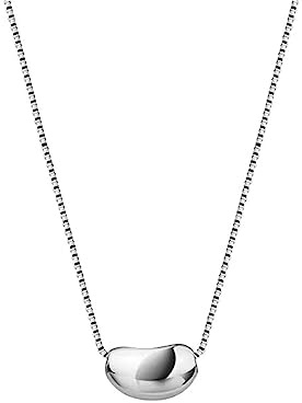 Bean Pendant Necklace For Women Charm Kidney Bean Long Necklaces Trendy Cute For Teen Girls Jewelry Gift Summer Necklaces. (Silver)
