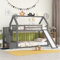 ‌Azkoeesy Litera Infantil en Forma de Casa con Tobogán y Escalera con Almacenamiento, Cama Niño/Juvenil con Somier y Protección Anticaídas Altas, 90x200 cm, Color Gris‌