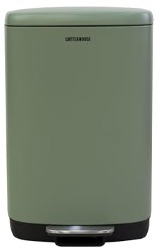 CATTERHOUSE Poubelle de Recyclage Catter House Planeta 50L 42,5x34x63 cm en Métal avec Pédale, Bac Extractible et Amortisseur, Vert Olive