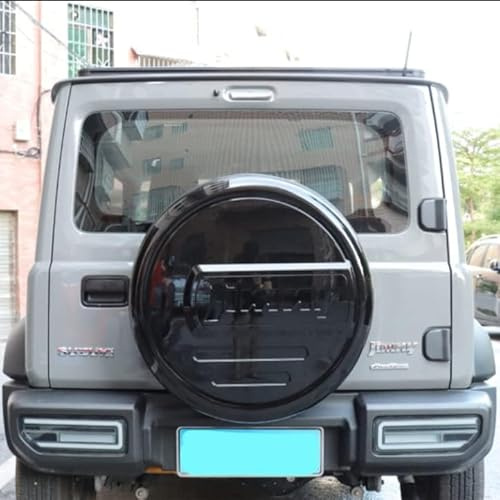 WOAFEY Copriruota di scorta Copriruota di scorta per Auto per Suzuki Jimny JB64 Sierra JB74W 2019 2020 Copriruota Elastico Antipolvere Impermeabile ABS,Black