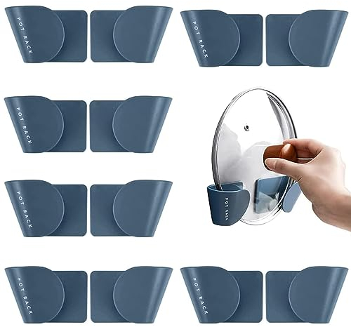 DQZSY Topfdeckelhalter Wand 6 Paare Selbstklebender Pot Lid Holder für Schranktür - Platzsparende Wandmontage,Blau