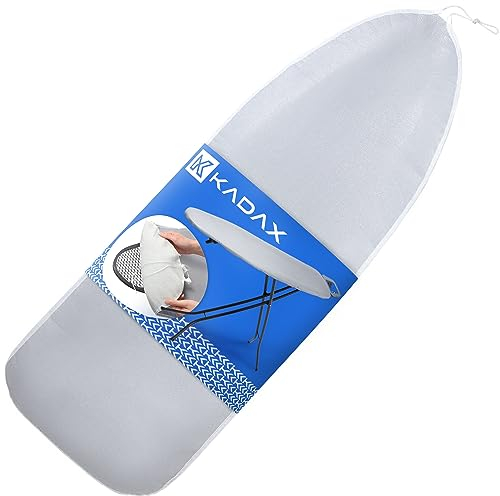 KADAX Funda para tabla de planchar, funda metalizada de algodón para estación de planchado a vapor, funda para tabla de planchar con cordón y tope, funda para tablas de planchar (gris, 126 x 45 cm)
