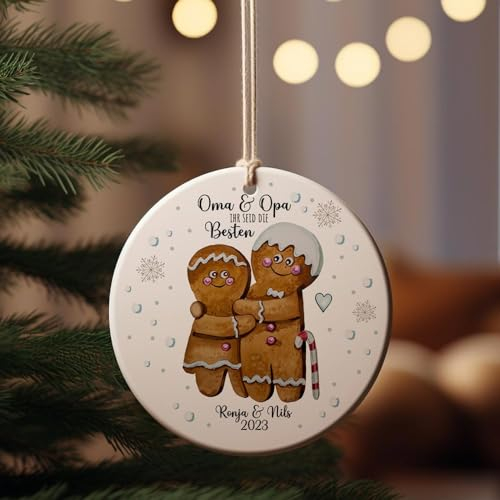 Weihnachtskugel Weihnachtsschmuck Baumanhänger personalisiert erstes Weihnachten Namen Lebkuchen Oma & Opa Ihr seid die Besten Weihnachten Baumkugel wkp26 ilka parey wandtattoo-welt