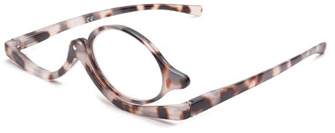 JM Schminkbrille mit Klappbaren Glaesern, Lesebrille zum Schminken für Damen Graue Schildkröte+4.0