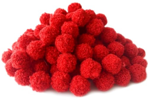 KEAGAN 150 Stück Bastel-Pompons, 2cm Filzkugeln Bunt Klein, Rot Klein Pompons, flauschige Pompom-Puff-Bälle, kleine Pompons für Kunst und Handwerk, DIY Kreativen Handwerk Dekorationen