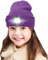 ATNKE Kids LED beleuchtete Mütze mit Licht, USB Wiederaufladbare 4 LED Scheinwerfer wasserdichte Winterwärmer Strick Nachthüte mit leichten Jungen Mädchen/Inner Purple