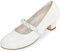 DREAM PAIRS Mädchen Mary Jane Strap Flache Schuhe Ballerinas Prinzessin Schuhe Flache Schulschuhe,Size 33.5,Weiss-Pat,SDFL2403K