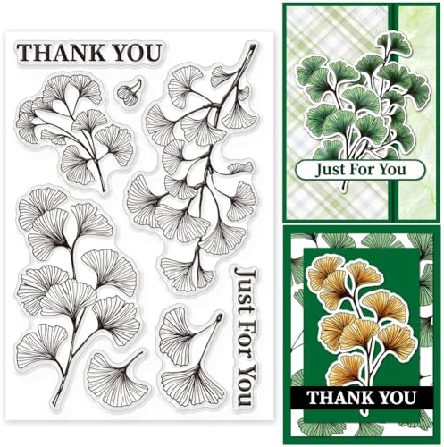 GLOBLELAND Herbst Ginkgo Blättern Transparente Stempel für Scrapbooking Blättern Klare Stamps Zweigen Silikonstempel Für Kartengestaltung DIY Prägung Journaling