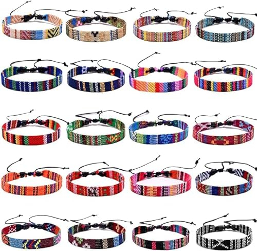 Belugsin 20 Stück Freundschaftsarmband Geflochten Freundschaft Armbänder Geflochtene Verstellbar Freundschaft Armbänder Handgemachte für Frauen Mädchen